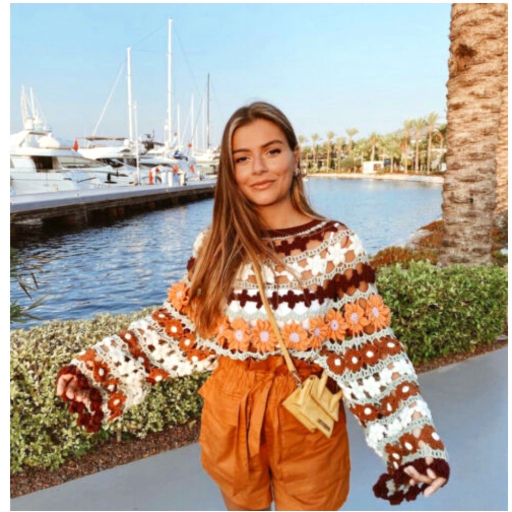 ZARA FLORAL CROCHET SWEATER BLOGGERS FAV NWT